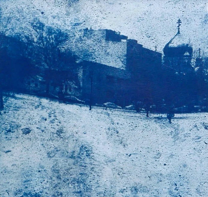 Winter Walk, cyanotype print